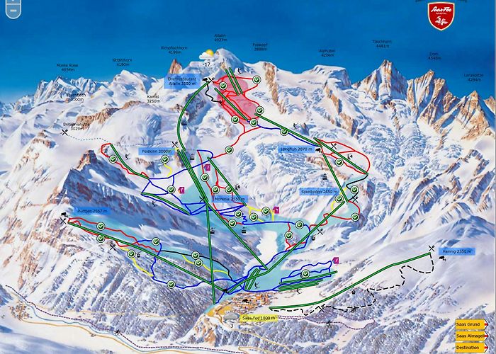 Allalin Glacier Saas-Fee Trail map - Freeride photo